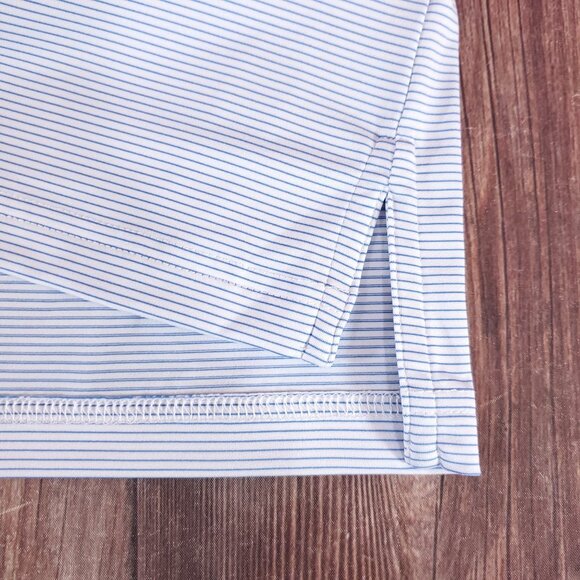NWT Stitch Bowery Mens M/L Sebonac Blue SS Golf Polo Shirt Striped Performance - Picture 5 of 15
